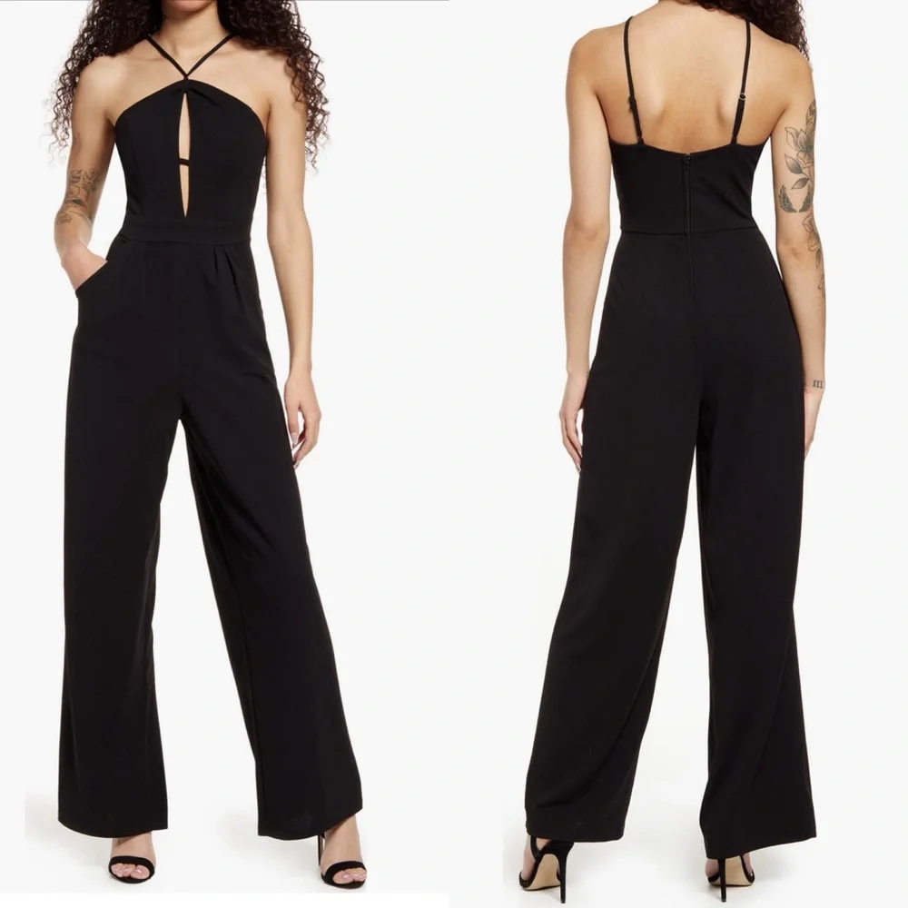 Love Nickie Lew Elegant Red halter Jumpsuit for Women Red small Nordstrom - Picture 6 of 13